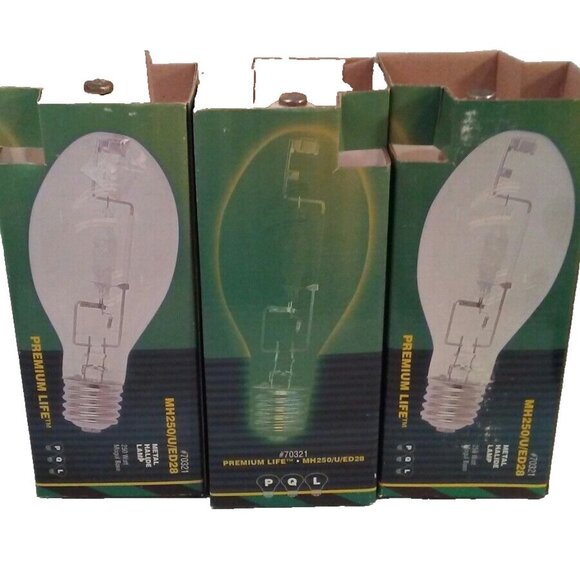 Mogul Base Metal Halide Light Bulb Lot 3 U ED28 250W Premium Life MH250 70321 - Picture 1 of 6